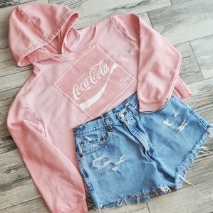 Cropped Pink Coke Hoodie